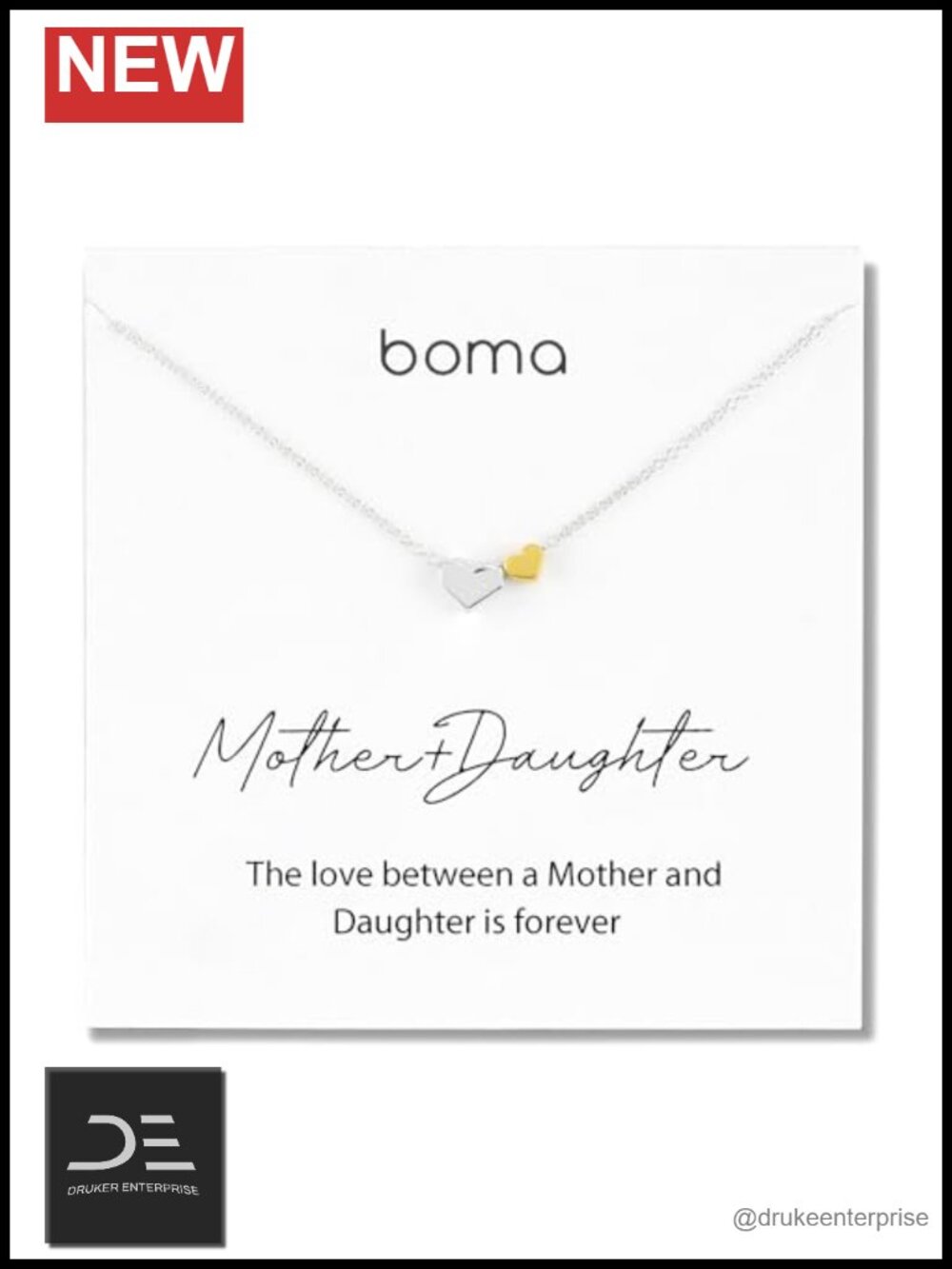Sterling Silver Two Hearts Mother Daughter Pendant Necklace 18 Inch